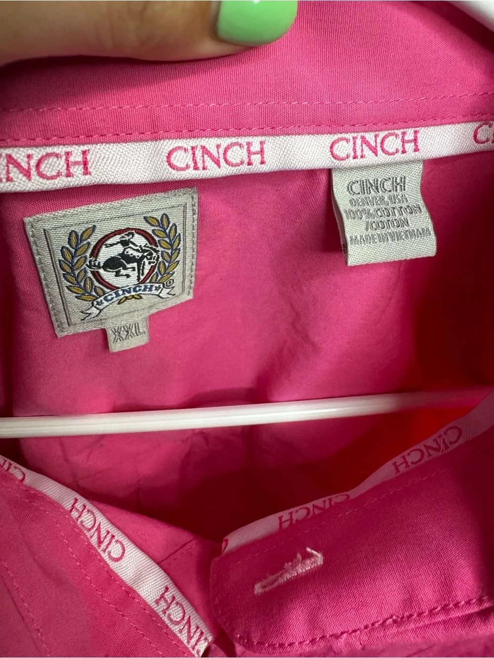 Cinch Men's Long-Sleeve Button-Down Shirt in Hot Pink